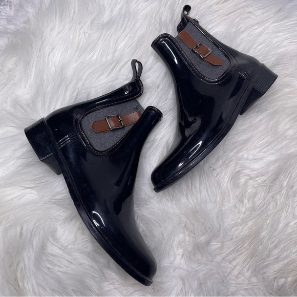 Igor Black Patent Chelsea Boots Rain Boots Winter Waterproof Slip On - Picture 1 of 4